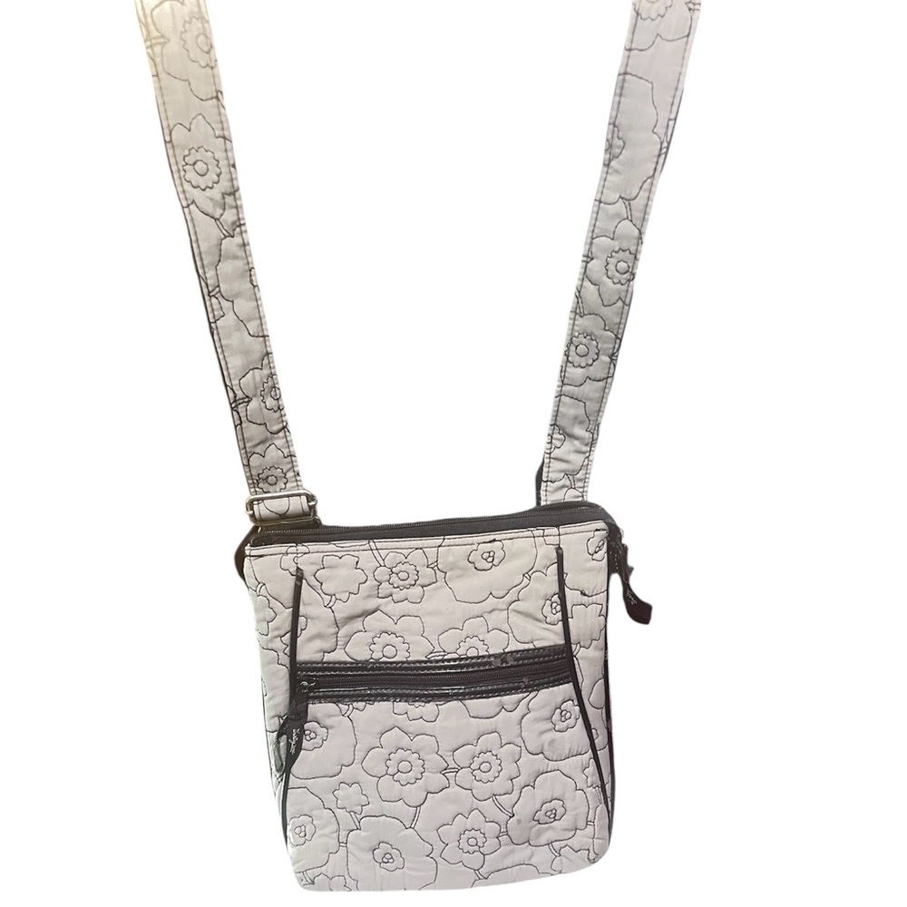 Thirtyone Floral Quilted Grey and Black Crossbody Bag